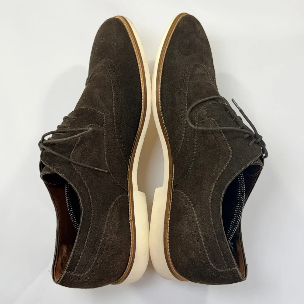 BOSS Hugo Boss Dress Shoes Mens 12 Dark Brown Suede Wingtip Brogue Derby Oxford